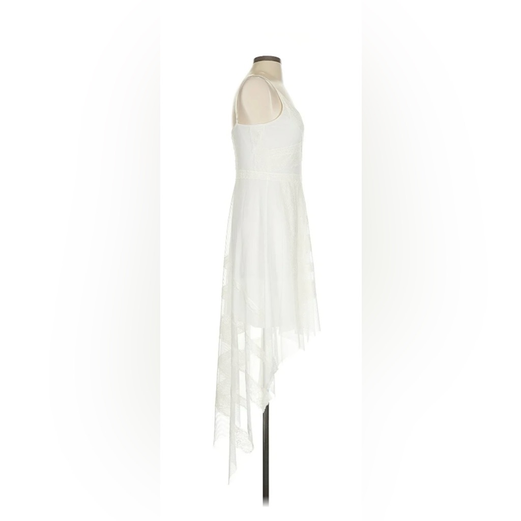 Bcbgmaxazria Asymmetrical White Lace Dress